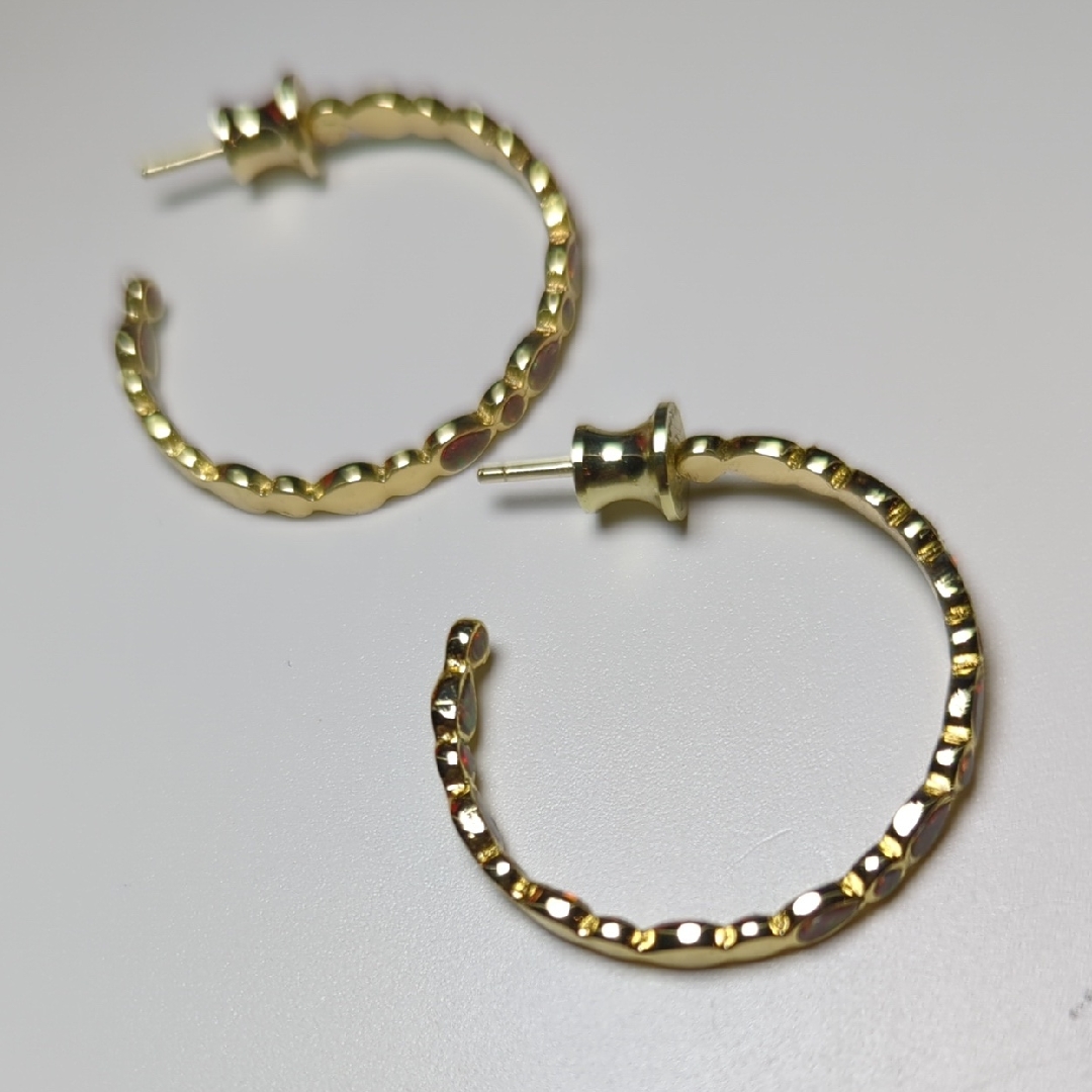Jewelry Archives - Elegant Gold Textured Fire Opal Hoop Earrings